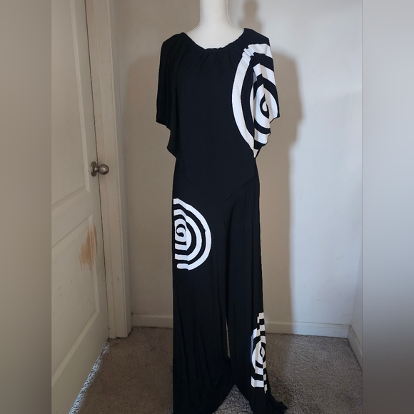 Kokomo Pants - Chic Asymmetrical Black and White Jumpsiut